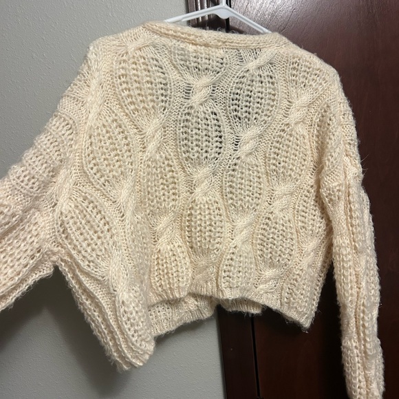 Impressions Cream Cable Knit Cardigan - Picture 3 of 4